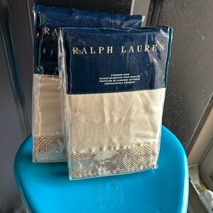 NWT Ralph Lauren great Sands Reptile Standard Python Pillow Shams Pair $370